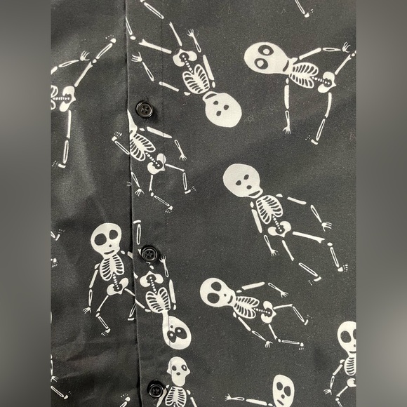 SSLR Skeleton Shirt Short Sleeve Button Up Men's Size 4XL Black Halloween Casual - Picture 3 of 9
